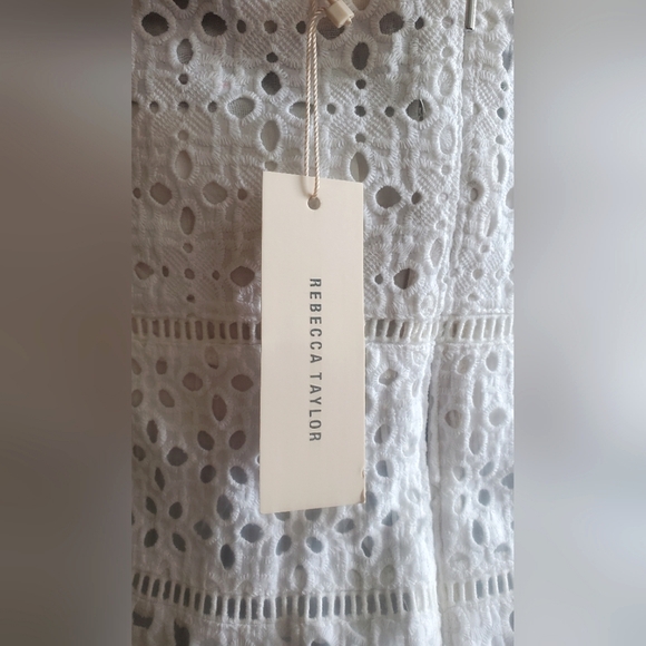 NWT Rebecca Taylor Amora Off The Shoulder Eyelet Lace Peplum Top White Size 8 - Picture 10 of 16